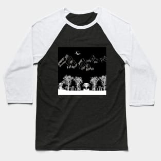 Black and White Landscape Background Baseball T-Shirt